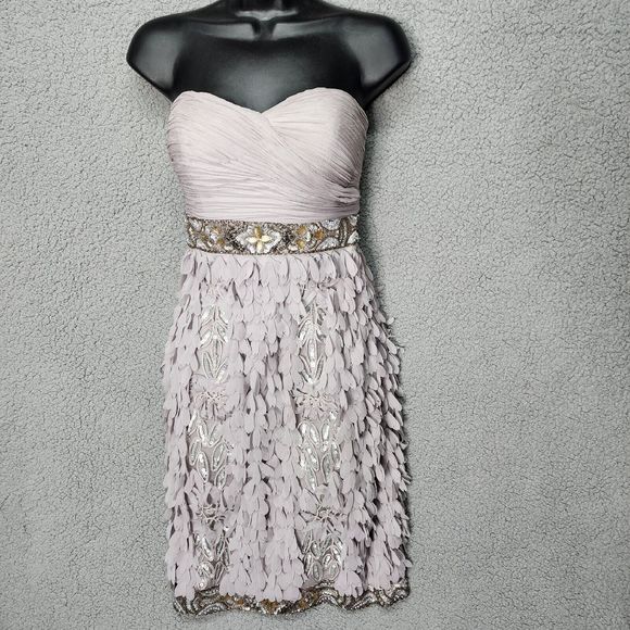 SUE WONG Women's 4 Gray Strapless NWOT Beaded Sequined Cocktail Formal Dress - Picture 1 of 14